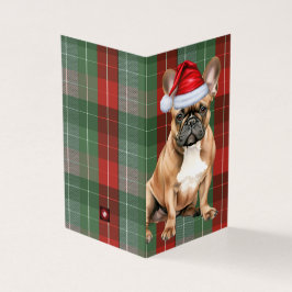 Tarjeta Navidades del Bulldog francés de vacaciones rojas 