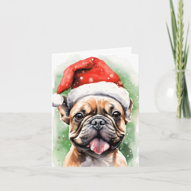 Tarjeta Navidades del Bulldog francés pinchan obras de art (Anverso)