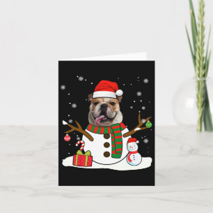 Tarjeta Navidades del Bulldog inglés Pajama Snowman Dog Lo