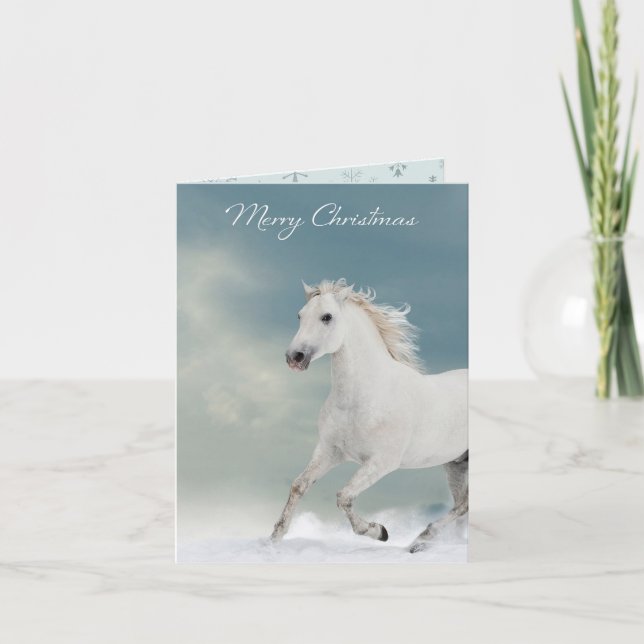 Tarjeta Navidades del caballo de nieve (Anverso)