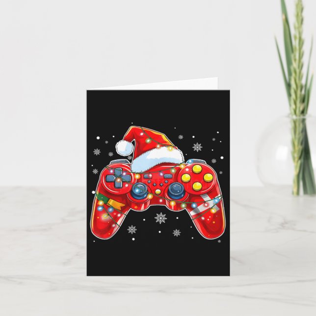 Tarjeta Navidades del controlador de videojuegos Santa Hat (Anverso)