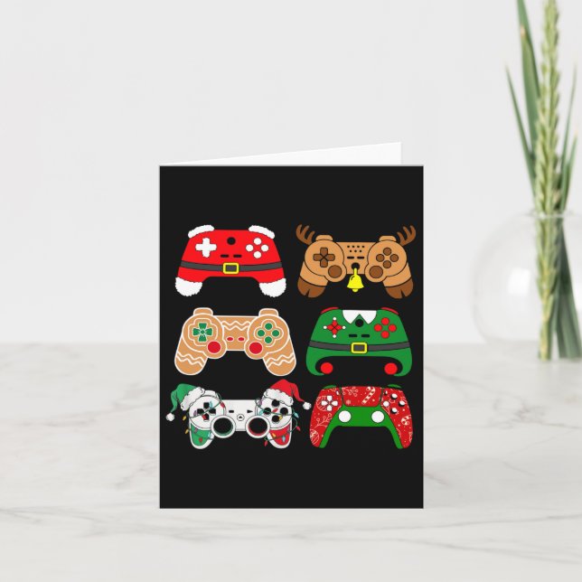 Tarjeta Navidades del controlador de videojuegos Santa Hat (Anverso)