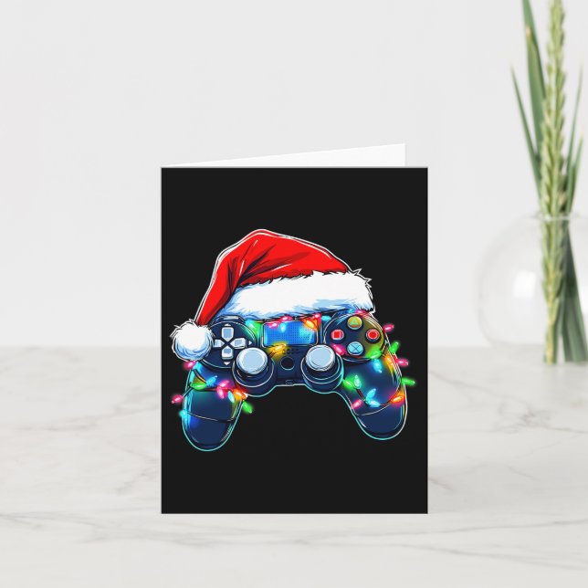 Tarjeta Navidades del controlador de videojuegos Santa Hat (Anverso)