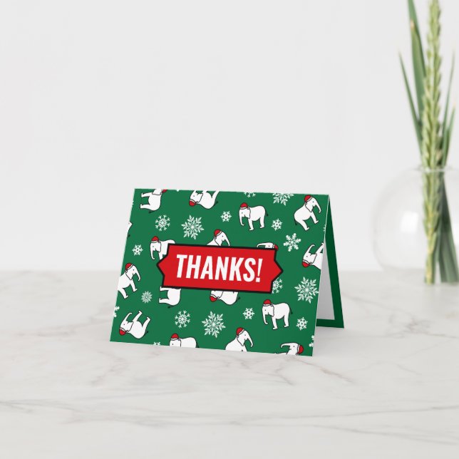 Tarjeta Navidades del Elefante Blanco Fiestas (Verde) Grac (Anverso)