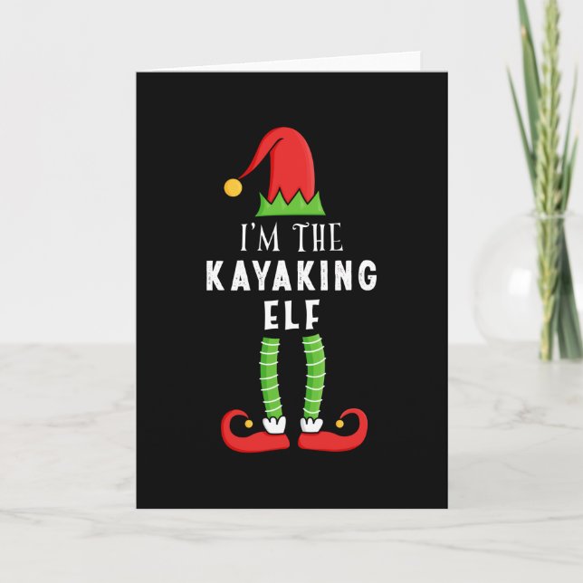 Tarjeta Navidades del elfo kayak que coinciden con regalo  (Anverso)