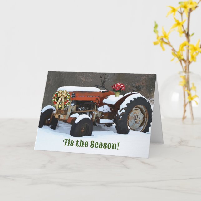 Tarjeta Navidades del estilo de la granja de nieve del vie (flor amarilla)