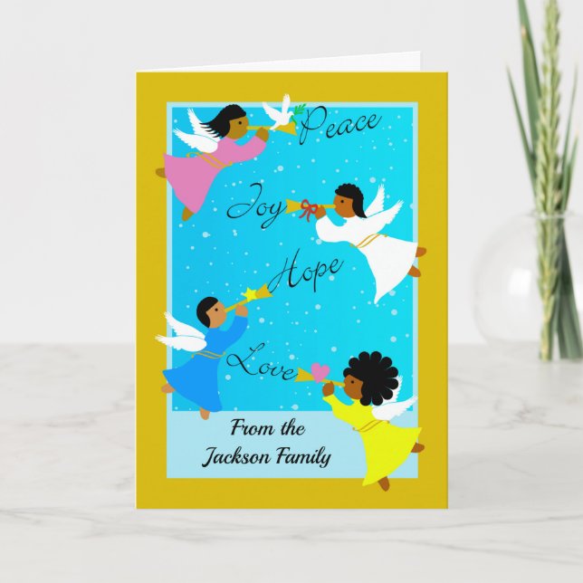 Tarjeta Navidades del frente personalizado con ángeles mul (Anverso)