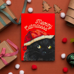 Tarjeta Navidades del gato negro
