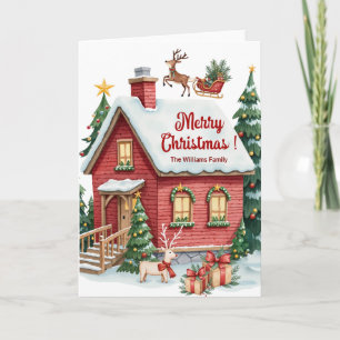 Tarjeta Navidades del Gingerbread House Reindeer Fir Trees