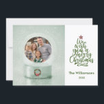 Tarjeta Navidades del Globe de la nieve de Feliz Navidad<br><div class="desc">Feliz Navidad con una foto favorita en el globo de nieve — pacífica y serena. Cualquier pregunta o petición de diseño,  sólo tiene que enviar un chat o un correo electrónico a: charmdesignstudio@rcn.com</div>