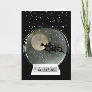 Tarjeta Navidades del Globe de la Nieve de Renos Volando e