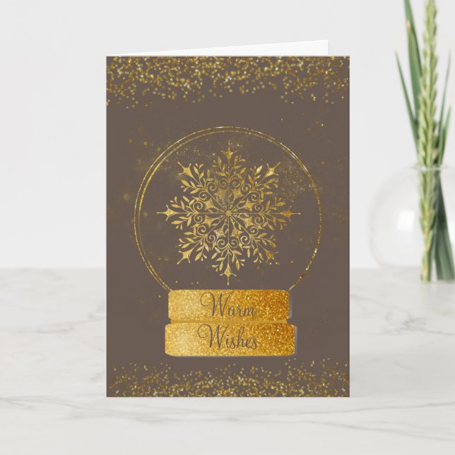Tarjeta Navidades del Globe de Nieve Fancy Gold Purpurina (Anverso)