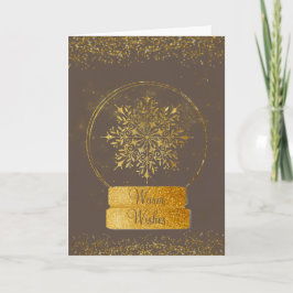 Tarjeta Navidades del Globe de Nieve Fancy Gold Purpurina