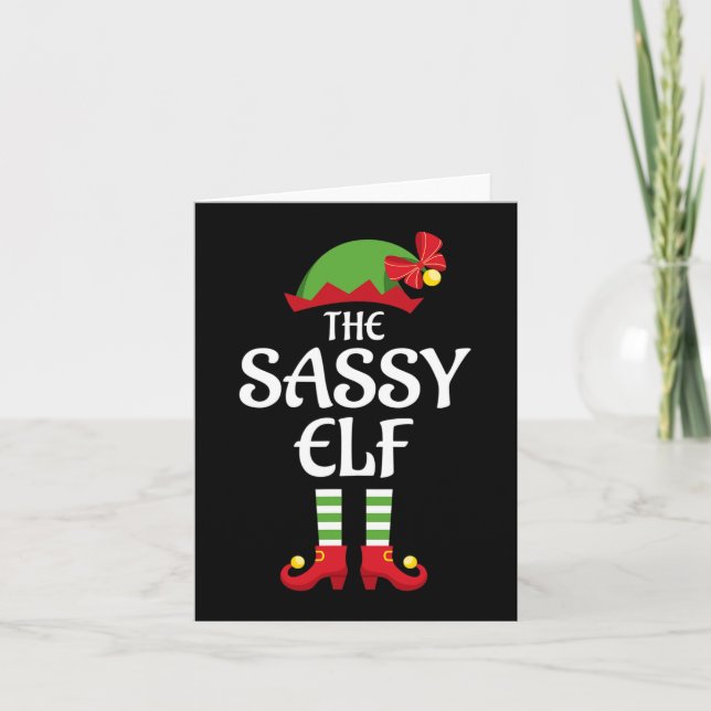 Tarjeta Navidades del grupo de coincidencia Sassy Elf (Anverso)
