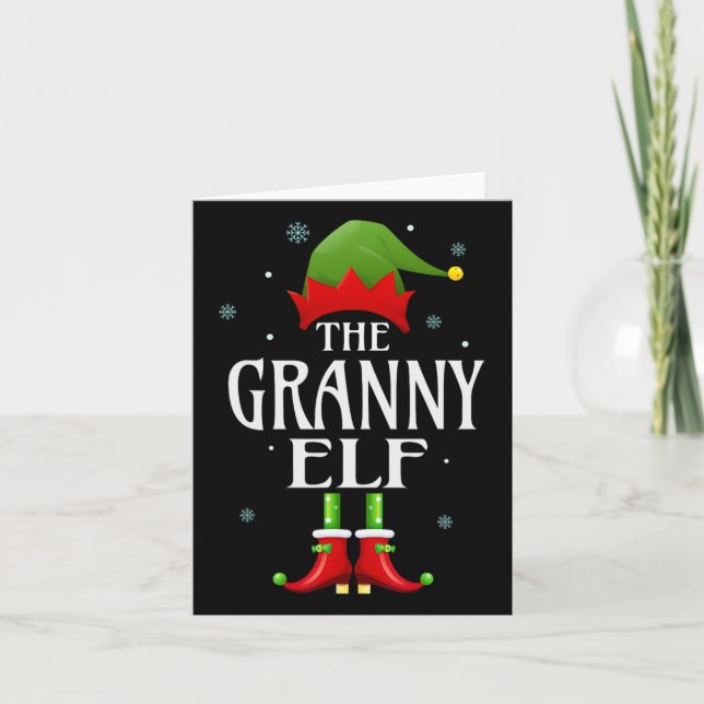 Tarjeta Navidades del grupo familiar Granny Elf Xmas Matin (Anverso)