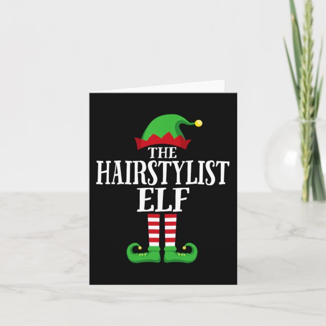 Tarjeta Navidades del grupo familiar Hairstylist Elf Matin (Anverso)