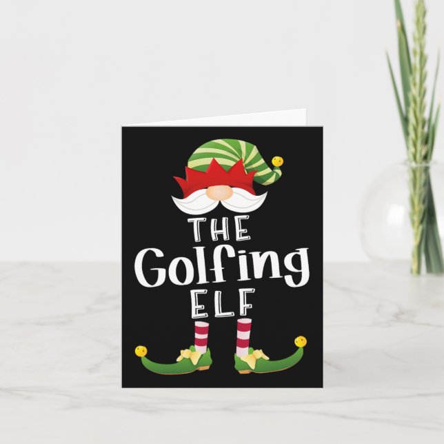 Tarjeta Navidades del Grupo Golfing Elf Funny Fiesta Pajam (Anverso)