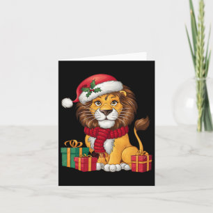 Tarjeta Navidades del León Lover Xmas Holiday Santa Lion