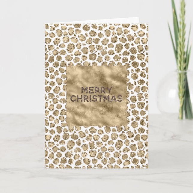 Tarjeta Navidades del Leopardo Glitz Purpurina de Glam de  (Anverso)