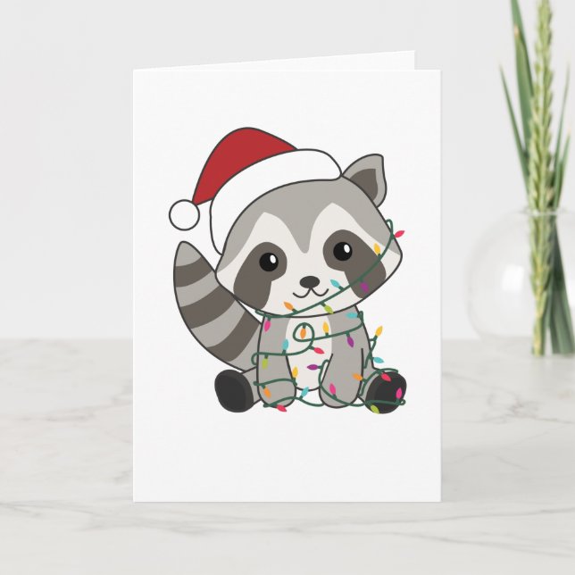 Tarjeta Navidades del mapache Nieve Raccoons de invierno (Anverso)