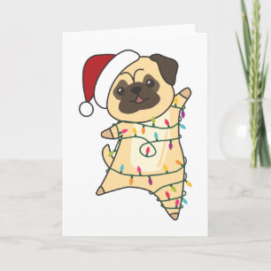 Tarjeta Navidades del Mops Nieve Animales De Invierno Perr