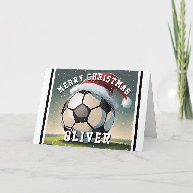 Tarjeta Navidades del nombre de Santa Hat de la pelota de  (Anverso)