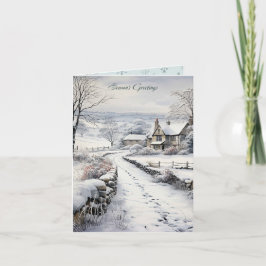 Tarjeta Navidades del paisaje de la granja de nieve