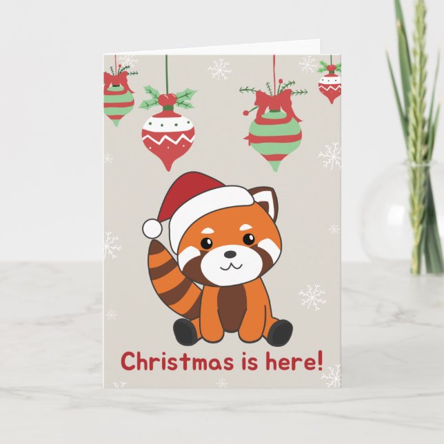 Tarjeta Navidades del Panda Rojo Nieve Animales De Inviern (Anverso)