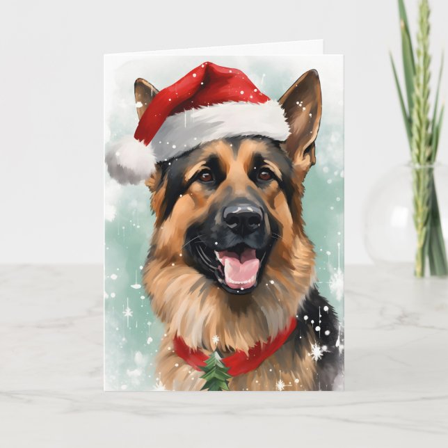 Tarjeta Navidades del Pastor Alemán pinchan obras de arte (Anverso)