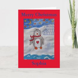 Tarjeta Navidades del Pingüino de Nieve de Invierno