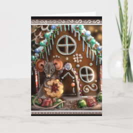 Tarjeta Navidades del ratón Gingerbread