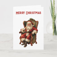 Navidades del Retro Santa Claus sentados en la pre