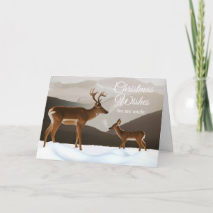 Tarjeta Navidades del tío Deer en un paisaje invernal