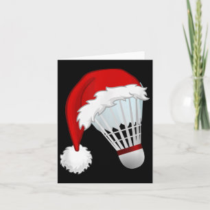 Tarjeta Navidades deportivos Badminton Santa Hat