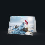 Tarjeta Navidades derritiendo humor de Snowman<br><div class="desc">Un muñeco de nieve que se derrite se sienta en un tronco vestido con un gorra de Santa Claus rodeado de hielo y nieve que se derriten bajo un sol brillante.</div>