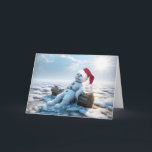 Tarjeta Navidades derritiendo humor de Snowman<br><div class="desc">Un muñeco de nieve que se derrite se sienta en un tronco vestido con un gorra de Santa Claus rodeado de hielo y nieve que se derriten bajo un sol brillante.</div>