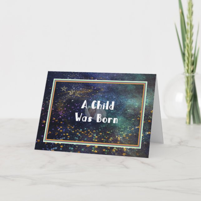 Tarjeta Navidades dicen que nació un niño religioso (Anverso)