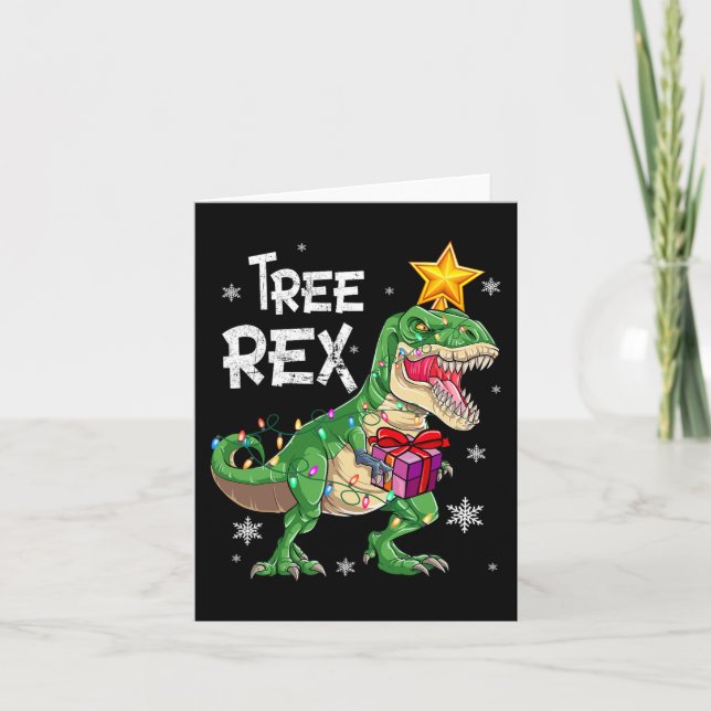 Tarjeta Navidades Dinosaurios Árbol Rex Pajamas Hombres Ni (Anverso)