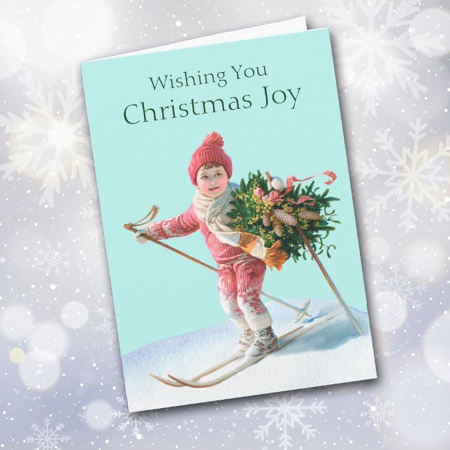 Tarjeta Navidades disfrutan esquiando niños imagen frances (Subido por el creador)