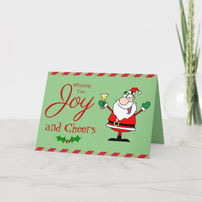 Tarjeta Navidades divertidos Cocktail Santa Martini Joy Mo (Anverso)