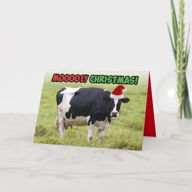 Tarjeta Navidades divertidos Cow - Navidades Moooey (Anverso)