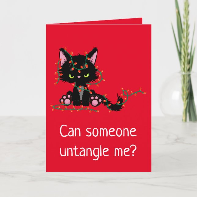 Tarjeta Navidades divertidos Cranky Cat (Anverso)