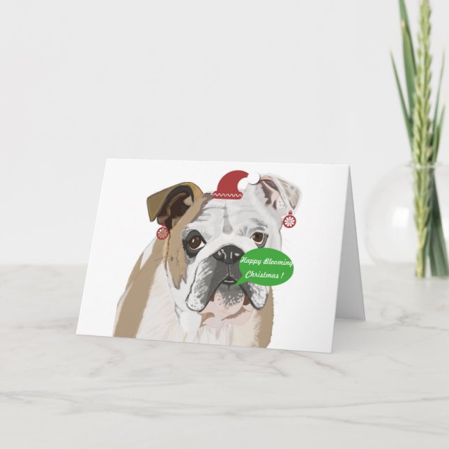 Tarjeta Navidades divertidos de Bulldog inglés (Anverso)