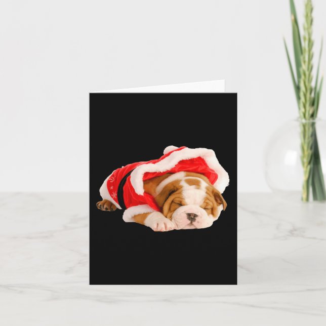 Tarjeta Navidades divertidos de Bulldog inglés pipa Santa  (Anverso)