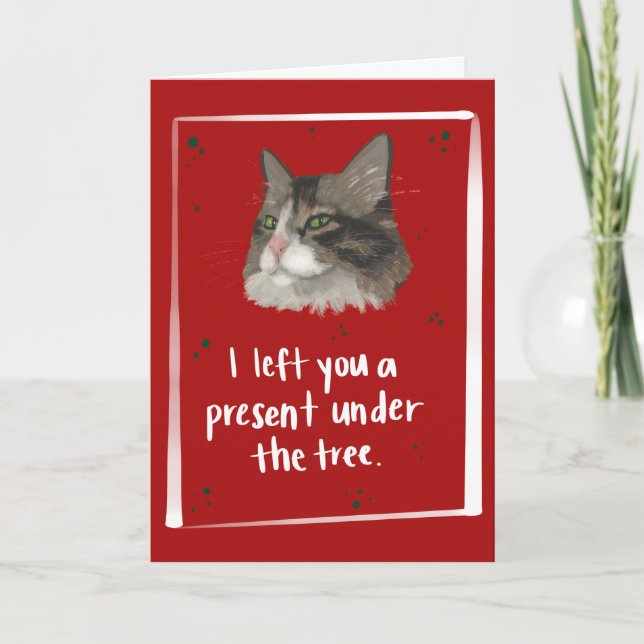 Tarjeta Navidades divertidos de Cat Barf (Anverso)