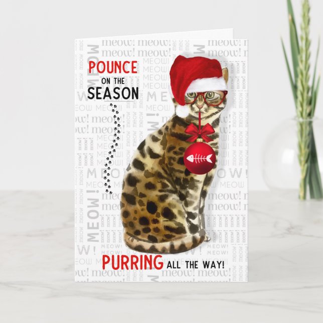 Tarjeta Navidades divertidos de la raza de gatos de Bengal (Anverso)