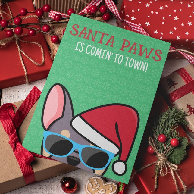 Tarjeta Navidades divertidos de Lilac Tan Frenchie Santa P (Subido por el creador)