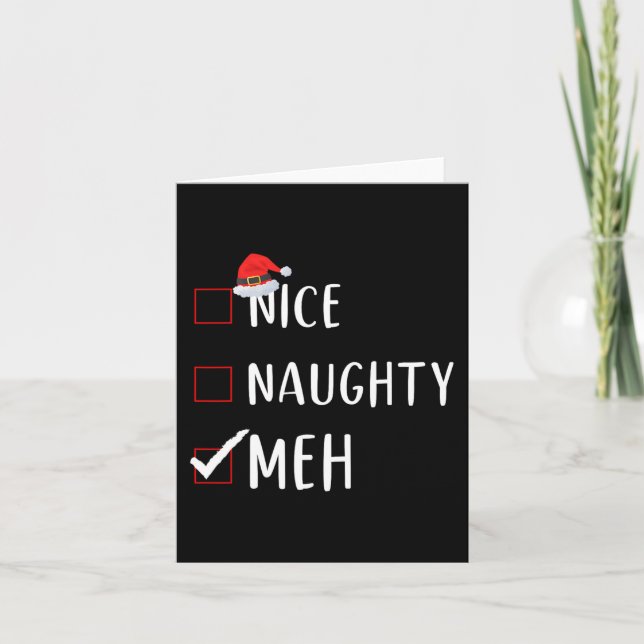 Tarjeta Navidades divertidos de Naughty Meh List (Anverso)
