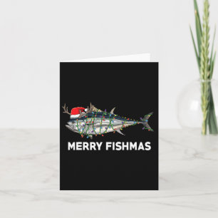 Tarjeta Navidades divertidos de peces del atún Santa Claus