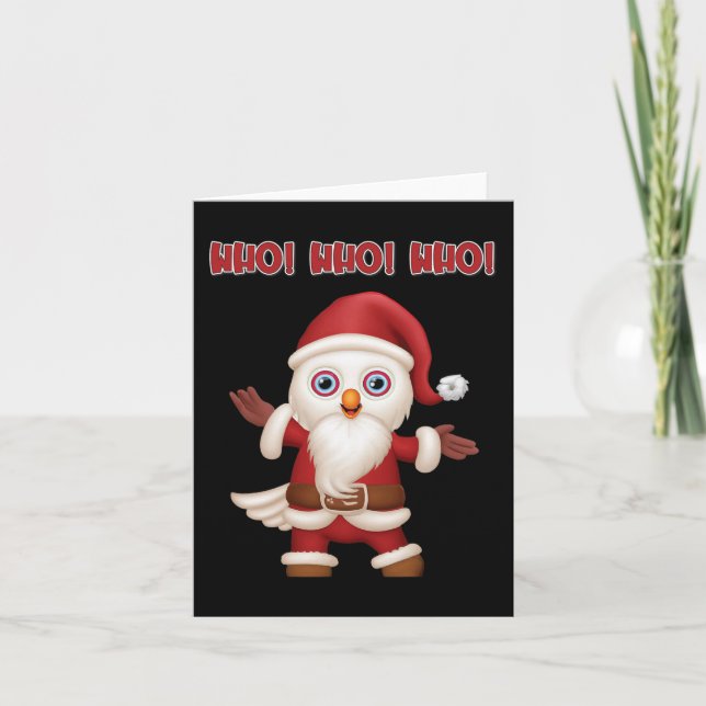 Tarjeta Navidades divertidos de Santa Owl (Anverso)